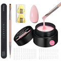Makartt Pink Gel Builder Kit, Long-Lasting Extension Hard Gel for Strengthener, Broken Nails Repair Gels Set with Paper Forms, Dual forms, Nail File, Dual-End Brush Home Salon DIY 1.06 oz