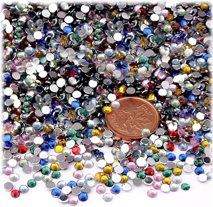 The Crafts Outlet 5,000pc Rhinestones Round 2mm Tiny for Nails - Multi Assortment