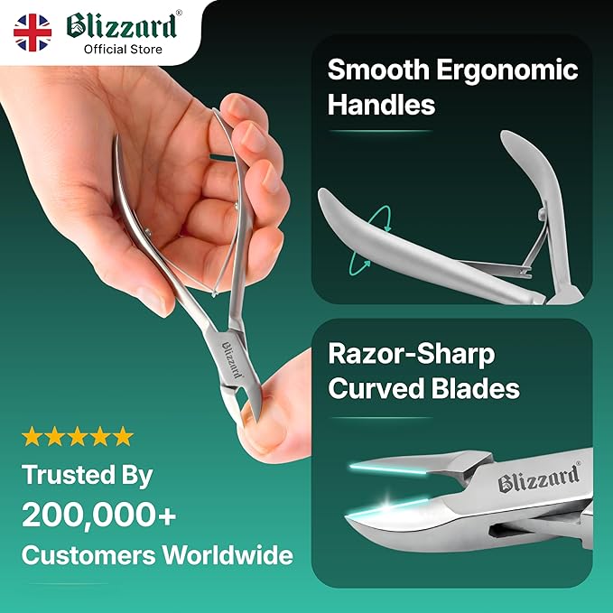 Ingrown Nail Clippers for Men with Ingrown Toenails – Blizzard Podiatrist Toenail Clipper Set German Forged (13cm - Concave - Smooth)