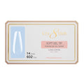 Cre8tion Soft Gel Nail Tips, Long Coffin Shape, 602 Tips in 14 Sizes (00-9) for Professional Nail Extensions