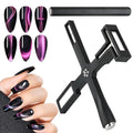 TOROKOM Cat Eye Magnet for Nails, 2-Pack 5 in 1 Nail Magnet Long Double-head Nail Polish Magnet Pens for Nail Art, Strong 3D Magnetic Nail Polish Magnets Nail Design Tools, Black