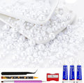 60g White Flatback Half Round Pearls Mixed Size 3-10mm Resin Craft Beads for Nail Art, Face Gems, DIY Jewelry Making