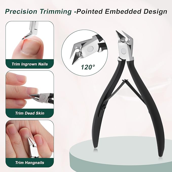 VOCOSTE Toenail Care Kit 6-Piece Ingrown Toenail Tools, Professional Grooming Set for Pointed Slanted Nail Clipper, Nail Files, Nail Steel Push, Fingernail and Pedicure Tools at Home