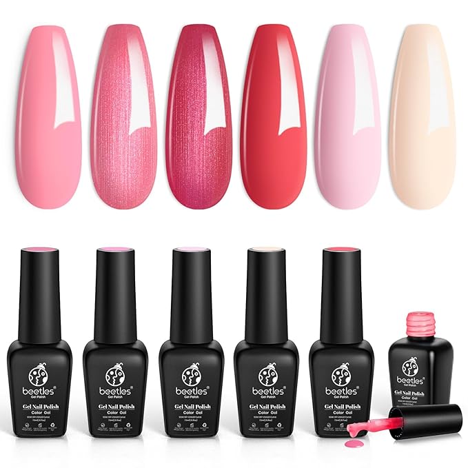 Beetles Pink Gel Nail Polish Nude Pink Rose Red Milky White Gel Polish Set Sweetheart Candies Collection Soak Off UV LED Gift for Her Valentines Nails