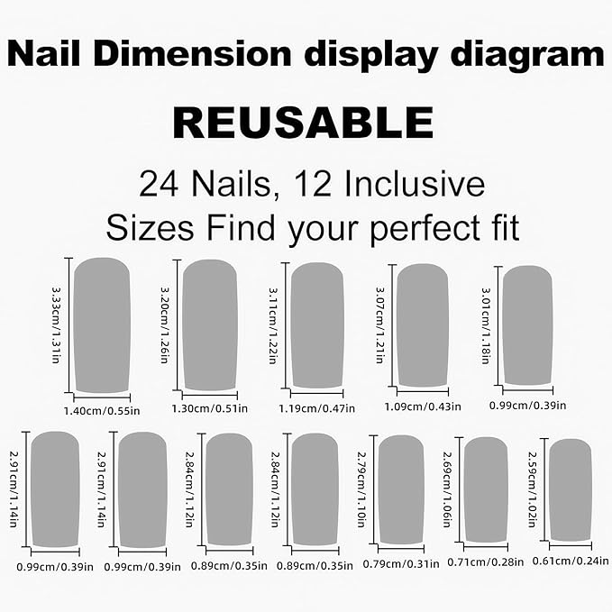 Long Press on Nails Square Fake Nails French Tip False Nails Green Artificial Nails with Designs Stick on Nails for Women 24pcs