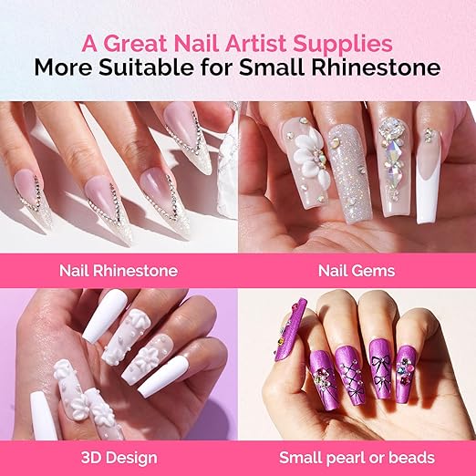 MelodySusie Rhinestone Glue Super Strong Gel Nail Glue for 3D Sculpting Nail Art Design Chrome Powder Decals Decor Need UV/LED Cured 30g (Pack of 2)