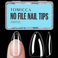 TOMICCA Almond Nail Tips, Medium Almond Acrylic Nail Tips, 216Pcs Full Cover Clear Nails, Nail Extension Tips for Nail salon and DIY at Home