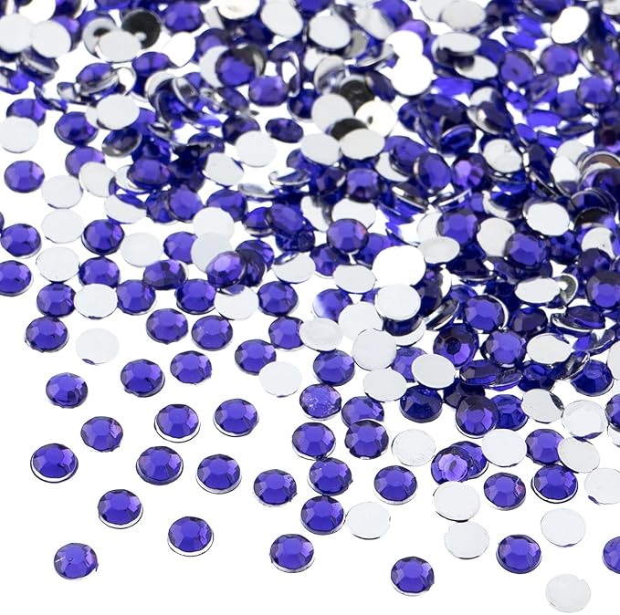John Bead 2000 Pieces 4mm (SS16), Purple, Acrylic Round Flat Back Rhinestones for Jewelry Making, DIY Crafts, Nail Art, Face Makeup, Clothes