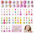SAVILAND 3D Press on Nails for Kids: 7 Pack Kid Press on Nails for 5-9 Years Pre Glue Full Cover Short Kids Fake Nails Stick On Children Artificial False Nail Tips Fingernails Christmas Gifts for Kid