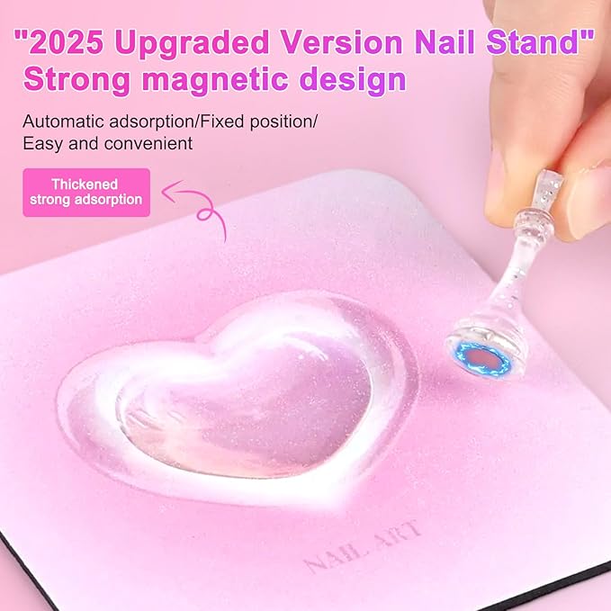 ANGNYA Nail Stand for Press Ons, Fake Nail Holder for Painting Nails, Super Magnetic Base for Painting Display Holder with Reusable Adhesive Putty for Home DIY Salon Supplies