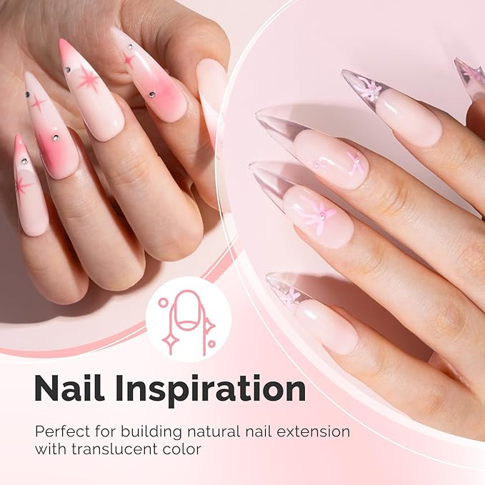 MelodySusie Milky Pink Builder Nail Base Gel for Nails Thickening, Soak Off UV Extension Gel, Rhinestone Nail Glue for Nail Art Design Salon DIY Manicure at Home Gift for Women-004
