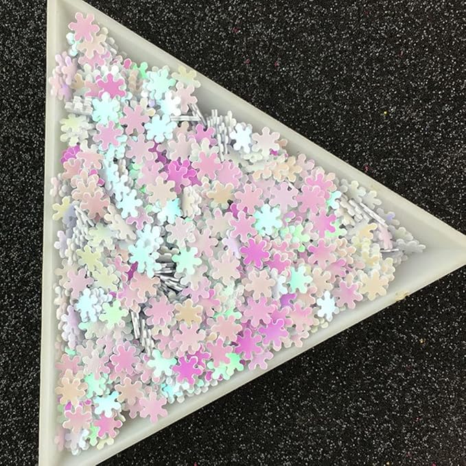 Nail Art 3D Glitter Sequins Nails Shining Flakes Acrylic Powder Dust Chunky Flake for Nails Decoration Manicure Tips 12Colors (12 Colors Snowflake Sequin)