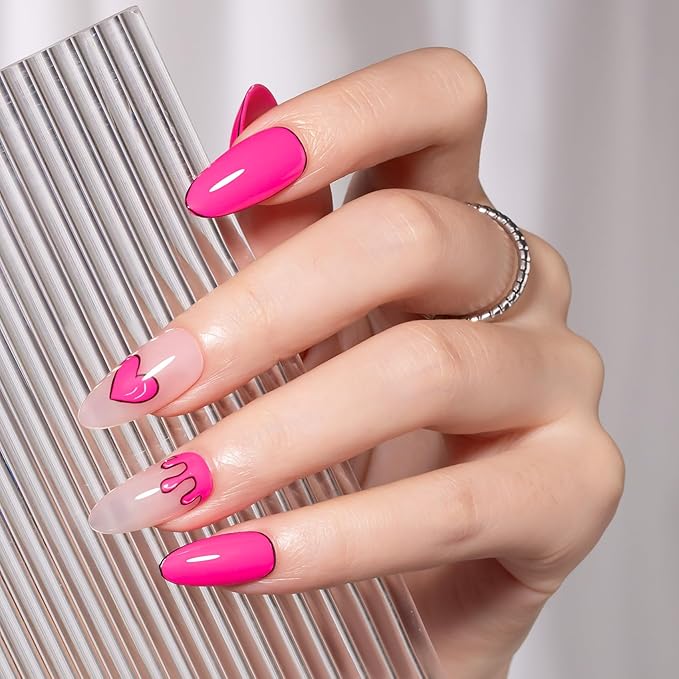 MAYCHAO Hot Pink Swirl Gel Liner Nail Art Polish, 8ml Spring Summer Crazy Pink Gel Color Built-in Thin Brush, UV Light Cure for French Nail Tips DIY Manicure at Home Salon
