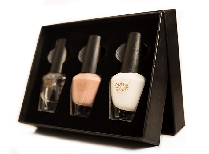 MAYA HALAL, BREATHABLE & TOXIN-FREE VEGAN NAIL POLISH (FRENCH MANICURE SET with brush).