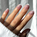 Glamnetic Press On Nails - Fairy Dust Fake Nails | Short Oval Beige-Pink Nails with a Mesmerizing Metallic Finish, Salon Quality | 15 Sizes - 30 Nail Kit with Glue