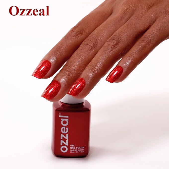 Glitter Gel Polish, Blood Red Glitter Gel Nail Polish Sparkle Shimmer Gel Glitter Nail Polish Diamond Sparkles Soak Off LED UV Gel Nail Polish for Art DIY Manicure 15ML