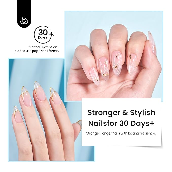Beetles Builder Gel Set,Dew Glow 2 Pcs 0.5 oz 8 in 1 Nail Strengthening Apex Building Nail Extension for Beginner DIY Salon at Home,Clear Gel Builder for Nails,UV & LED Lamp Needed