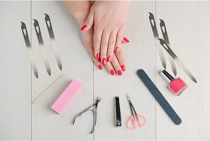 Nail Files for Natural Nails (6 Pack), Metal Nail File 5.5’’ Stainless Steel Thin Durable Nail Filer with Curved Sharp Pointed Tip Double Sided Manicure Pedicure Toenails Tools