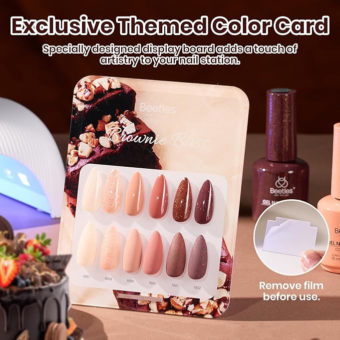 Beetles Brown Gel Polish Set, 6 Colors Light Dark Brown Color Gel Nail Polish Pearl Shimmering Soak off UV Led Lamp Needed Manicure DIY Salon Home Gifts for Women Brownie Bliss