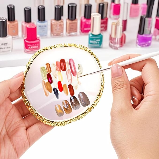 22 Pcs Nail Art Brushes Set with Resin Palette and Silicone Carving Pen,Professional Nail Art Tools Kit for DIY Gel Polish,Includes Dotting Tools and Nail Art Palette,white