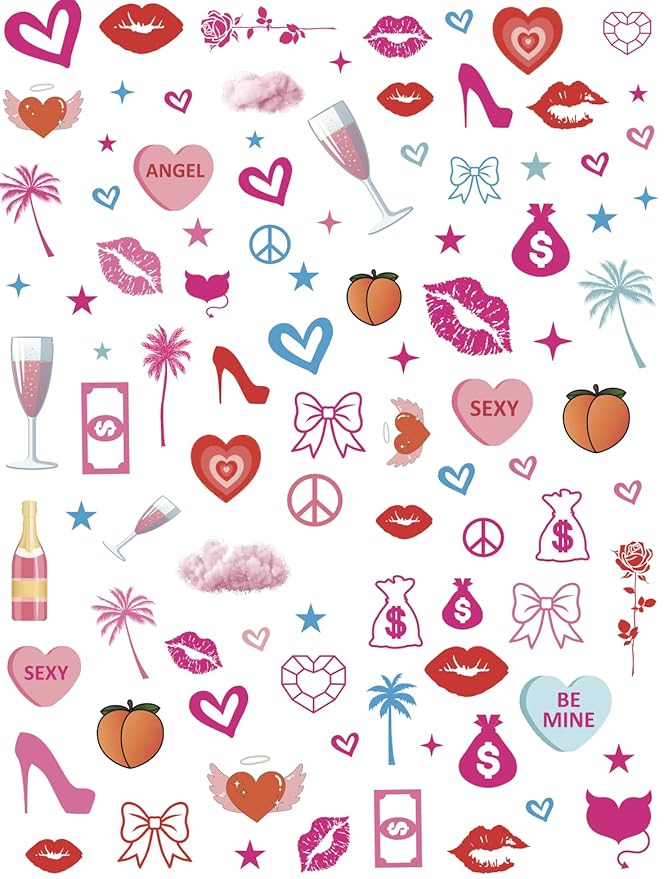 Impressed 5 Sheets Luxury Nail Art Stickers 500+ Full Color Custom Nail Decals for Faux Nail Design and Salon Nails Accessories (Vibrant)