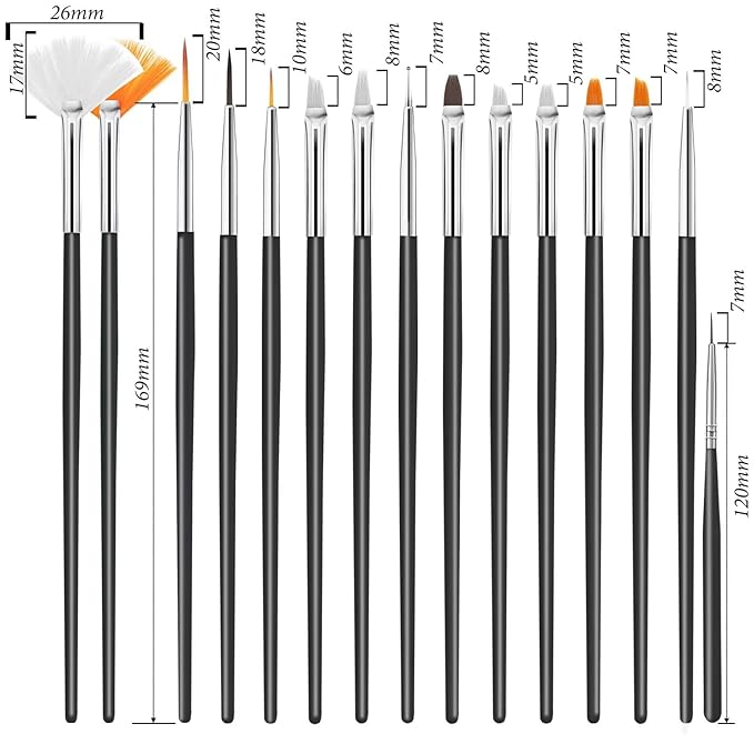 36pcs Nail Art Brushes,Nail Art Tools Set,Nail Art Design Pen with Extension Gel Brush,Nail Dotting Tools,Drawing Brush for Nail Art,Carved Brush,Liner Brush for Home DIY Salon Use,Black