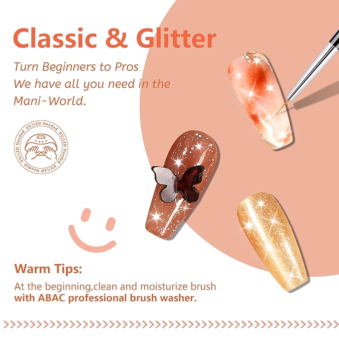ABAC Fall & Winter Solid Gel Nail Polish Set Orange Yellow Brown Purple Grey Black Shimmer Colors w/Pro Brush No-Spill,Hema-Free Gel Nail Kit Gifts for Women All Season