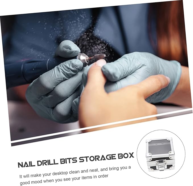 Angoily Professional Acrylic Nail Drill Bit Storage Box Polishing Organizer for Manicure Tools Display Case for Salon and Home Use Stylish and Functional Design