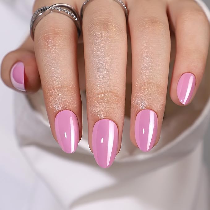 RTKHFZE Press On Nails Short - Soft Gel Pastel Almond Fake Nail Kit With Glue, 32 Pcs Reusable False Nails in 16 Sizes, Perfectly Fitting for Gift Idea