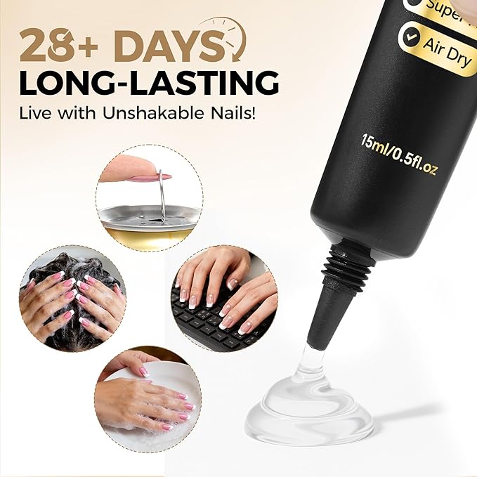 UNA GELLA Strong Nail Glue Gel, 15ml*2pcs No U V/Lamp Needed Nail Gel Glue, Quick Air Drying Semi Solid Nail Glue GEL, Super Strong NAIL G LUE For Press Ons Acrylic False Nails Tips Extension DIY Kit
