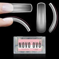 NOVO OVO Halloween XXL Curved Nail Tips Press on Full Cover, Tapered Square Gel x Extra Thick Long XL Acrylic Fake Nails Extension kit, Clear Pre-etched Soft French False Nail 12 Sizes 300pcs