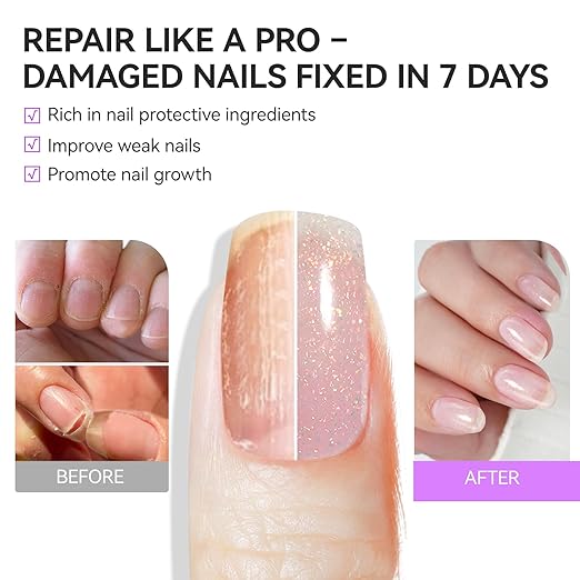 gelike ec Nail Hardener and Strengthener Polish: Glittering Pearl Ridge Filler for Peeling and Weak Nails Fast Dry Nail Growth Treatment Long Lasting Glossy for Women Home DIY