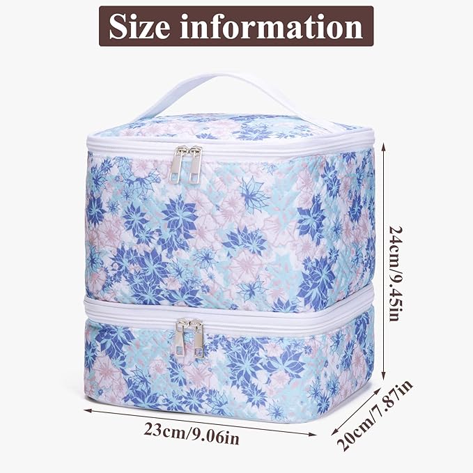 Nail Polish Organizer Aesthetic Nail Organizers and Storage, Bow Nail Supplies Kit Organizer Travel Carrying Case for Manicure Tools (Floral B, 2 Layer)