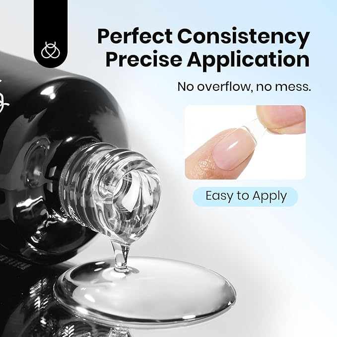 Beetles 2Pcs 15ml HEMA-Free Nail Glue Gel for Acrylic Nail Tips & Clear Press On Nails, TPO Free Super Strong U V Nail Glue for Nail Extensions, Skin-Friendly, DIY Long Lasting Nail Gel Kit