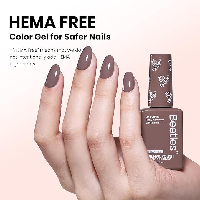 Beetles Brown Gel Nail Polish - Latte Routine HEMA-Free Gel Polish Coffee Light Brown Long-Lasting Soak Off UV LED Nail Art Home Neutral Taupe Nail Color, 8ml