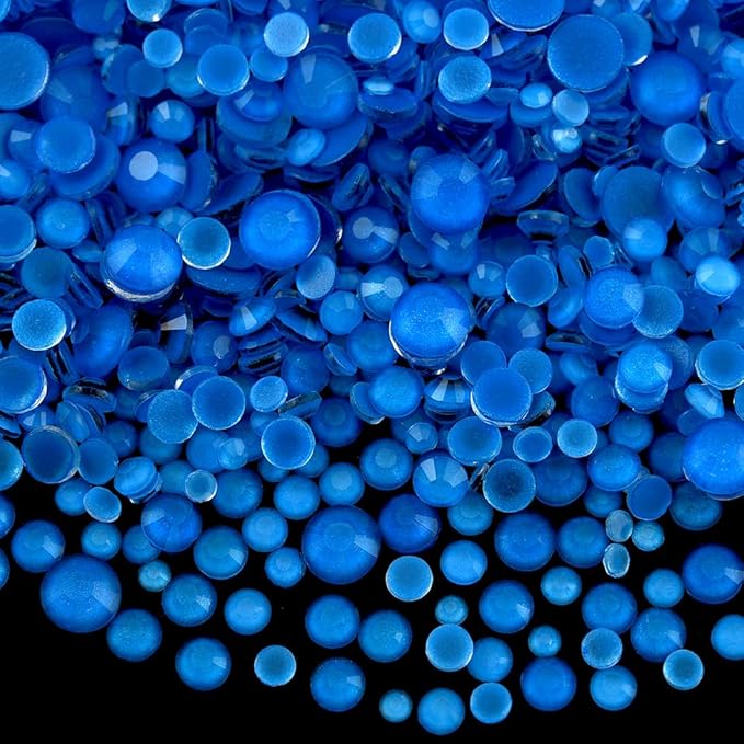 Blinginbox Flatback Glass Rhinestones,Bedazzler Gems 2880pcs Non Hotfix Crystal Rhinestones for Nail Charms Crafts Clothes Tumblers,New Blue Neon,Mixed SS6-20 of 0.07-0.18in