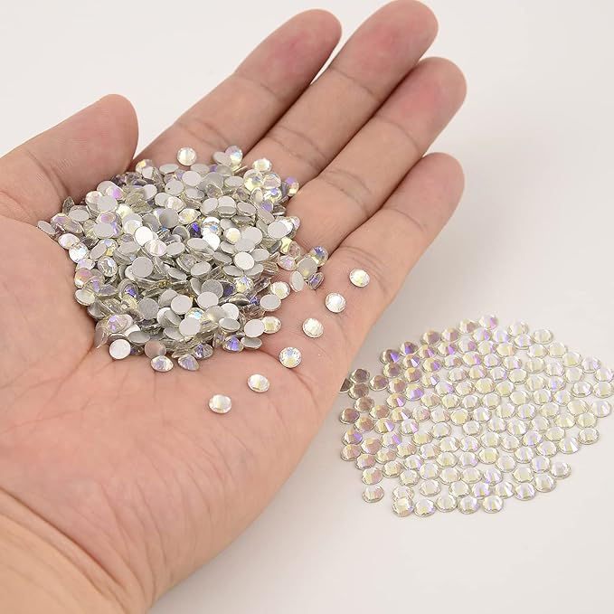 NCB Nancybeads 3000pcs Flatback Round Glass Nail Art Rhinestones Crystal for DIY Making Accessories Shoes, Clothes, Face Art, Bags, Manicure (Paradise Shine, SS4 3000pcs)