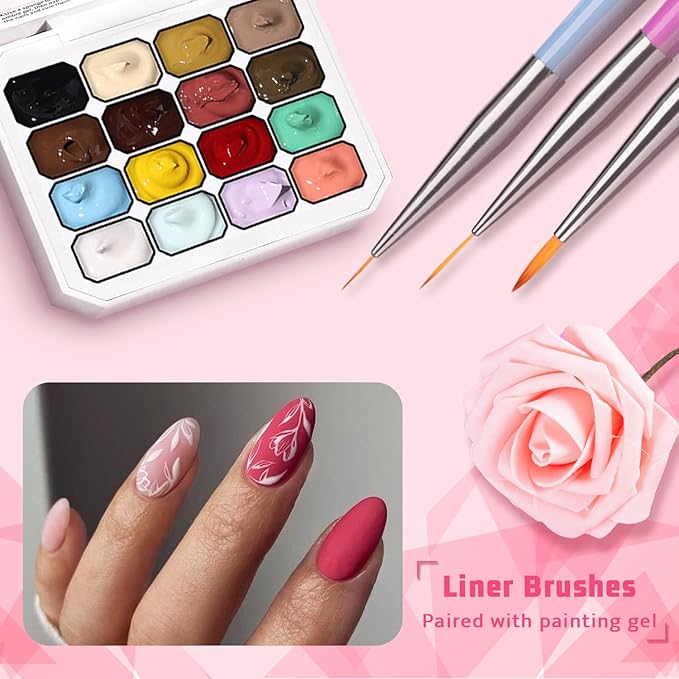 Sponges Pat Gel Nail Polish Palette, 16 Colors Blending Ombre Gel Polish Set Patting Gradient Painting Nails Art, No Wipe, UV/LED Cured, 100Sponges 6Brushes 1Grabber Tools Kit (Set 01)
