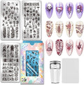 PH PandaHall 3pcs Dark Style Nail Stamping Plates, Gothic Spider Skull Nail Art Templates Spooky Snake Flower Stainless Steel Image Plate Art Stencils for DIY Print Manicures Salon Cosplay Party