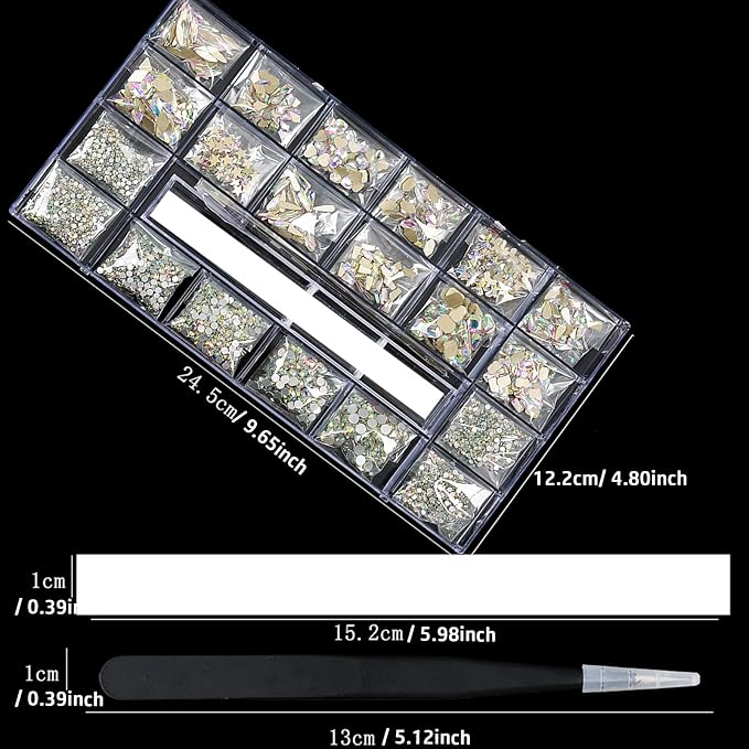 4880 Pcs Color Crystal Nail Rhinestone Set, Nails Art Rhinestones Round Beads Flatback Glass Gems Stones, Multi Shapes Rhinestones Nail Art 3D Crystals for Nail DIY Crafts Clothes Shoes Jewelry