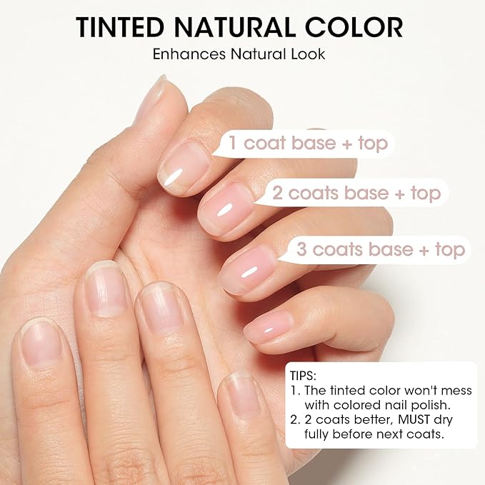 GELLEN Clear Nail Polish Ridge Filling Base Coat, Sheer Nude Tint Ridge Filler For Nails | Smooth Strengthen Nourish Damaged Dry Finger Nails | Shea Butter, Vit E, Protein | Toxin HEMA & TPO Free
