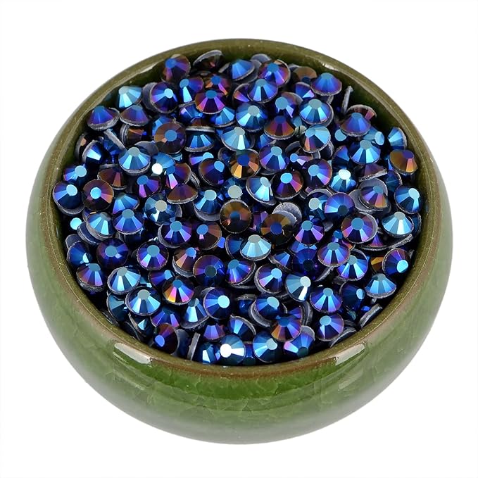 NCB 2880pcs Hotfix Rhinestones, Round Flatback Crystal Glass Hot Fix Rhinestones for Crafts Clothes Shoes Shirts Caps Decoration (Black AB, SS10 2.8mm)