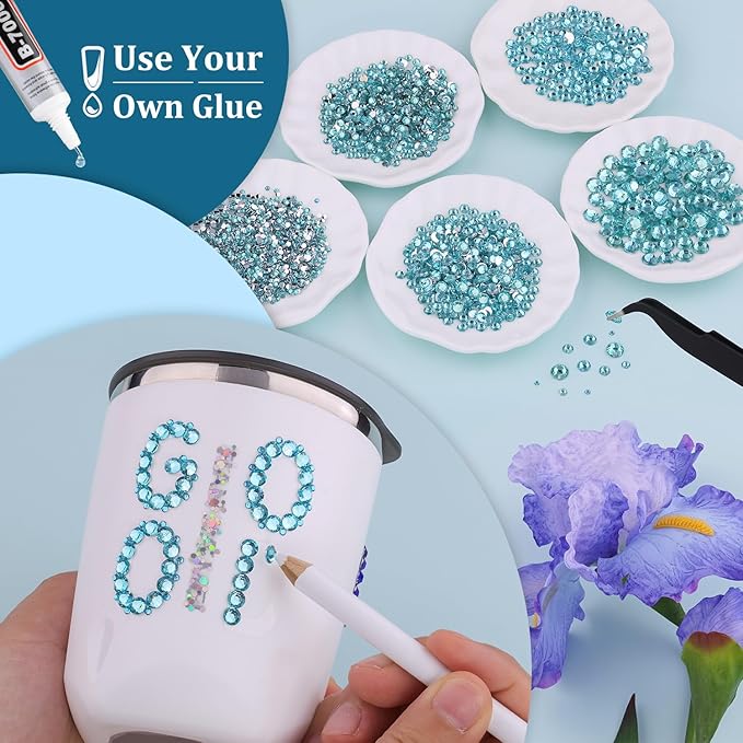 Resin Rhinestones for Crafting, 2 Boxeses Lake Blue Multi Sizes Flatback Bedazzling Crystals for Crafts Nail Art Deco, Non Hotfix Gems Charms for Tumbler Shoes Clothing Fabric Face Makeup