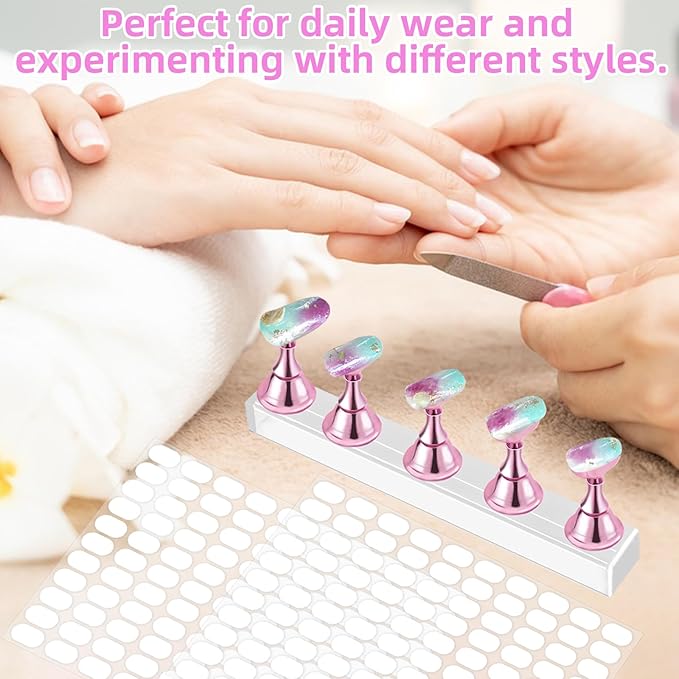 800 Pcs False Tip Double Sided Adhesive Tapes, Pre-cut Strips for Nail Art Holder Clear Nails Stand Sticky Tabs, Nails Adhesive Tapes for Nail Art Stand Practice Holder Color Chart Book