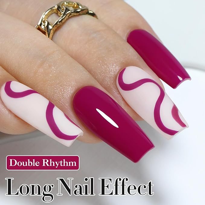 Double Rhythm Gel Polish 15ML Jelly Sheer Pastel Light Milky Color Pearl White Bottle 1 PC 0.5 OZ Full Size Nail Art Salon at Home (Wine Red-D1456)