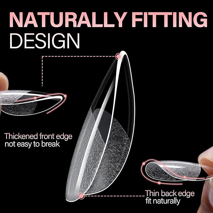 AILLSA Short Almond Nail Tips - 15 Sizes 120pcs Half Matte False Nail Tips Pre-shaped Short Nails Tips, Full Cover Clear Press on Gelly Tips for Home Salon Daily Nail Art with Storage Box