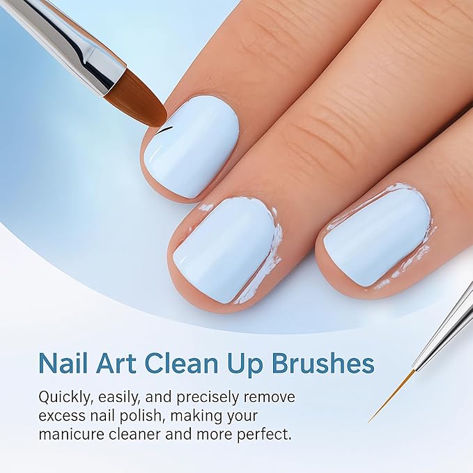 9pcs Crystal Nail Art Brush Set – Acrylic Gel Brushes for Nail Design, Liner & Flat Tips, Iridescent Handle, Professional Manicure Tool Kit for DIY or Salon Use