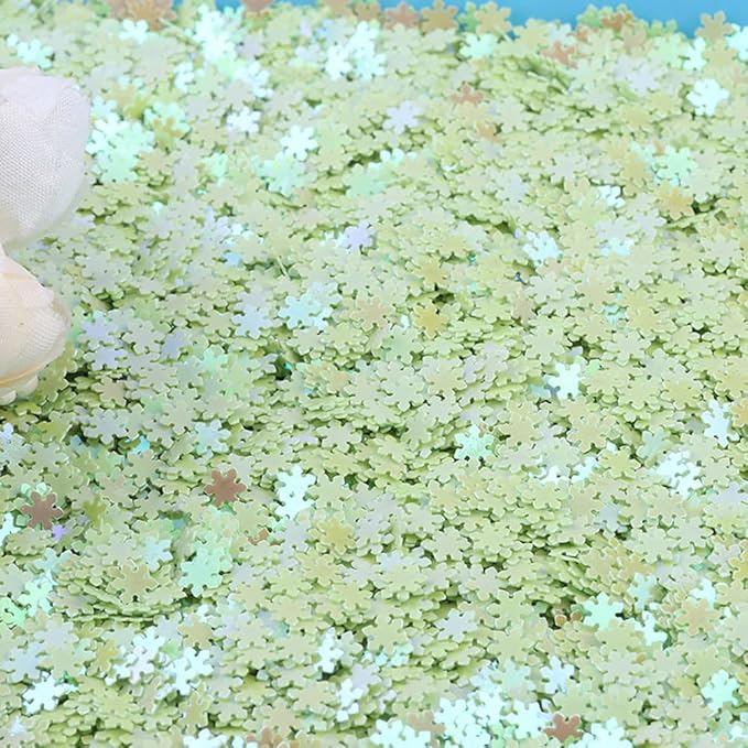Nail Art 3D Glitter Sequins Nails Shining Flakes Acrylic Powder Dust Chunky Flake for Nails Decoration Manicure Tips 12Colors (12 Colors Snowflake Sequin)