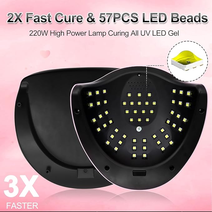 LKE UV Nail Lamp, 72W LED Nail Lamp Nail Dryer Light for Nails with 3 Timer Setting & LCD Touch Display Screen for Home and Salon Use (B-White)