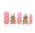 LOVFUL Short French Tip Press on Nails Pink Frost | Handmade Acrylic Press ons| Reusable Fake False Nails | Square Classic Regular 1.3in | H676-L